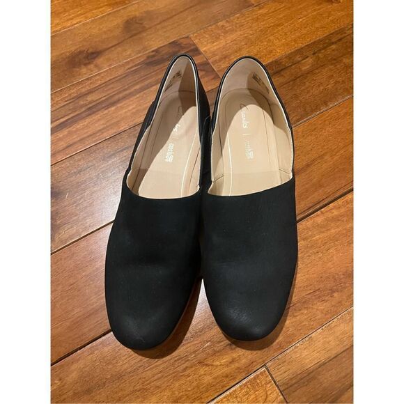 Clarks Pure Belle Contour Cushion Black Leather Loafers - Picture 2 of 7